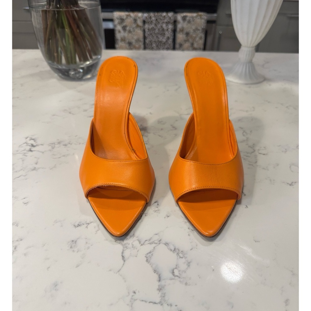 Gia Borghini Pointed Toe Mules in Orange - Size 40